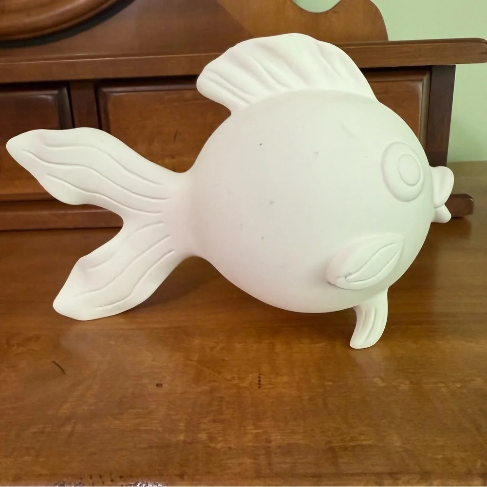 Ceramic Fish bisque unpainted crafts nautical large 8 inches